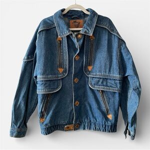 Vintage 90s Western Denim Jacket Bomber Blouson